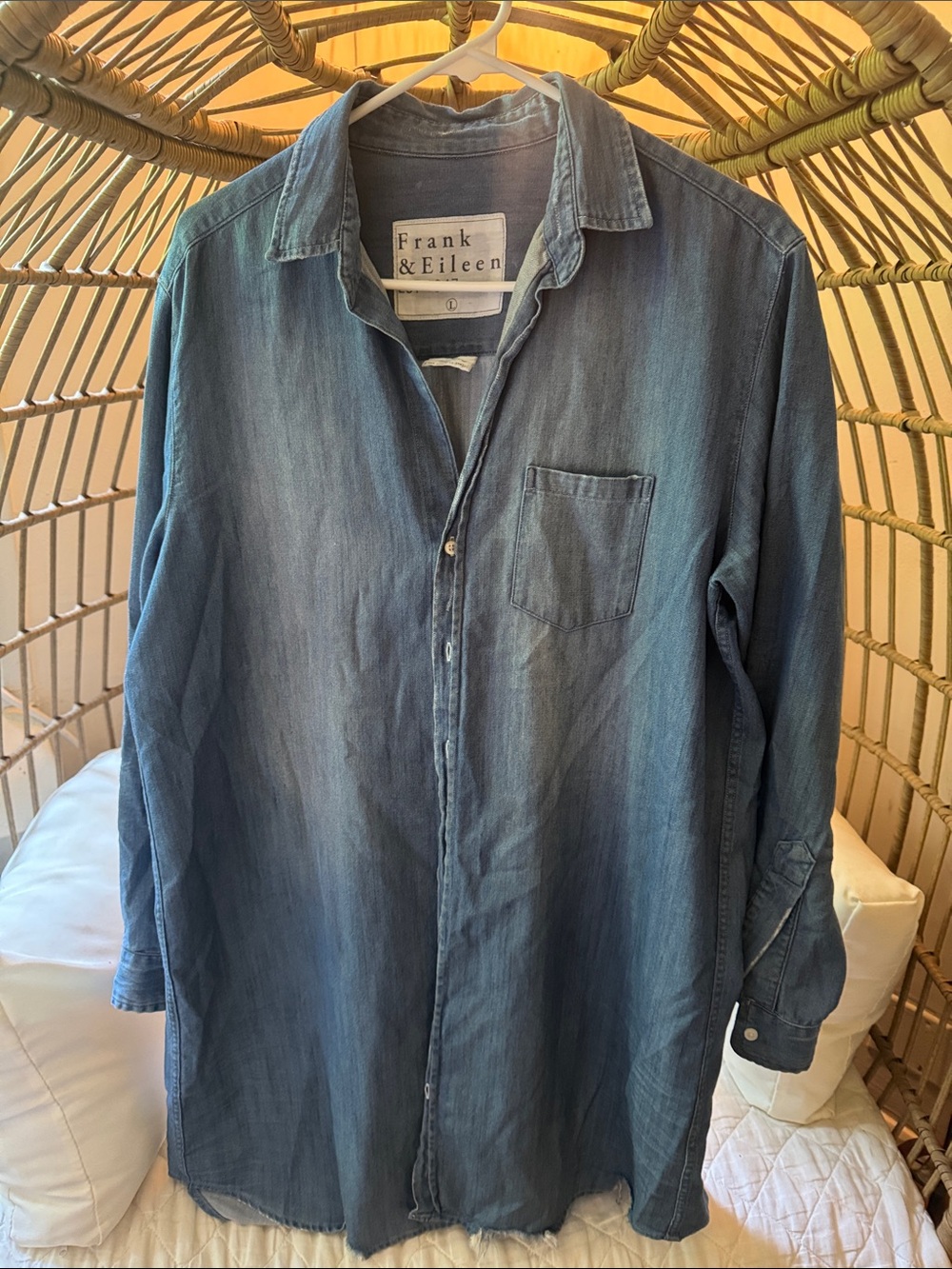 Frank & Eileen Washed Denim Button-Down Shirtdress - Blue